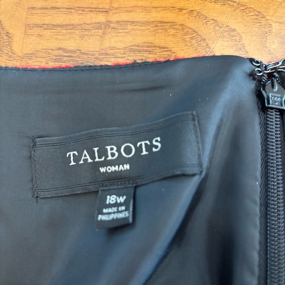 Talbots Womens Skirt Red Black Houndstooth Wool Blend Pencil Straight Size 18w - Picture 3 of 8